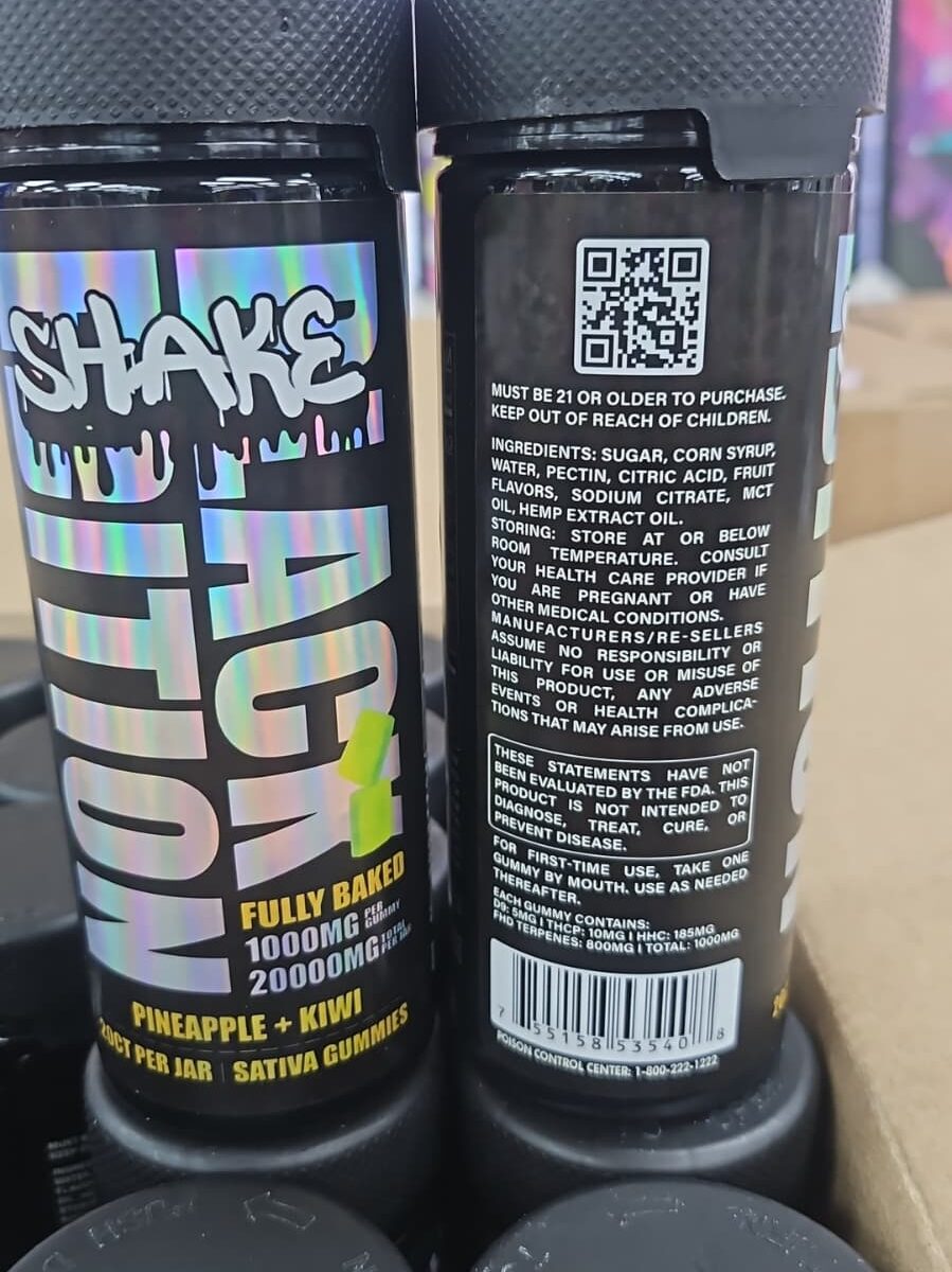 SHAKE BLACK EDITION  D9+HHC+THCP BAKE - 20CT JAR -  DUAL GUMMIES 1000MG