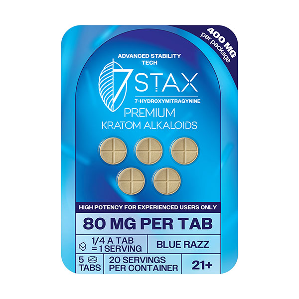 STAX 7-HYDROXY PREMIUM KRATOM ALKALOIDS 80MG PER TABLET 5CT/10PK