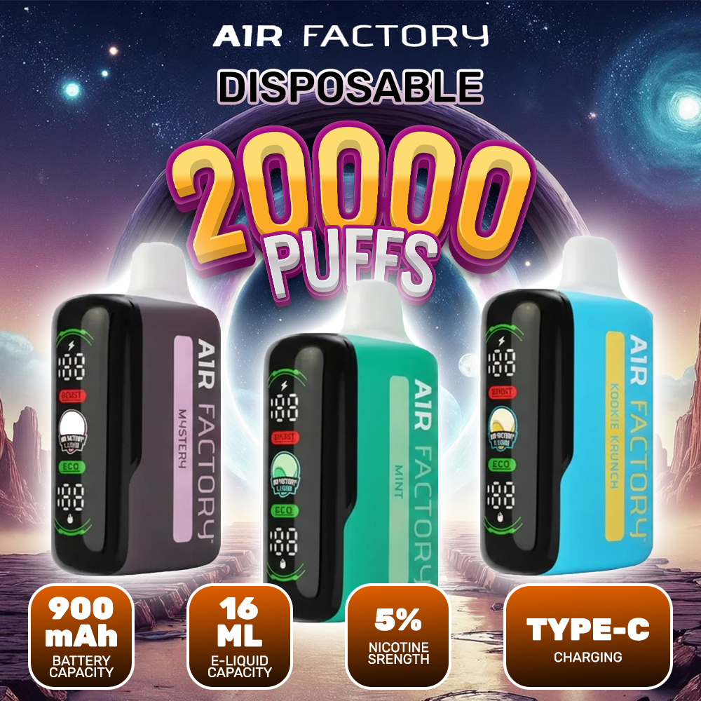 AIR FACTORY E-LIQUID DISPOSABLE| 5% NIC| 20K PUFFS| 5CT