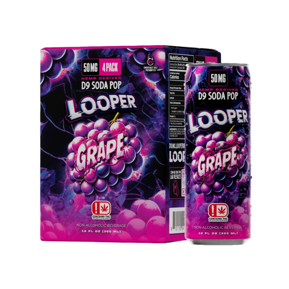LOOPER HEMP DERIVED D9 SODA POP 50MG 4PK