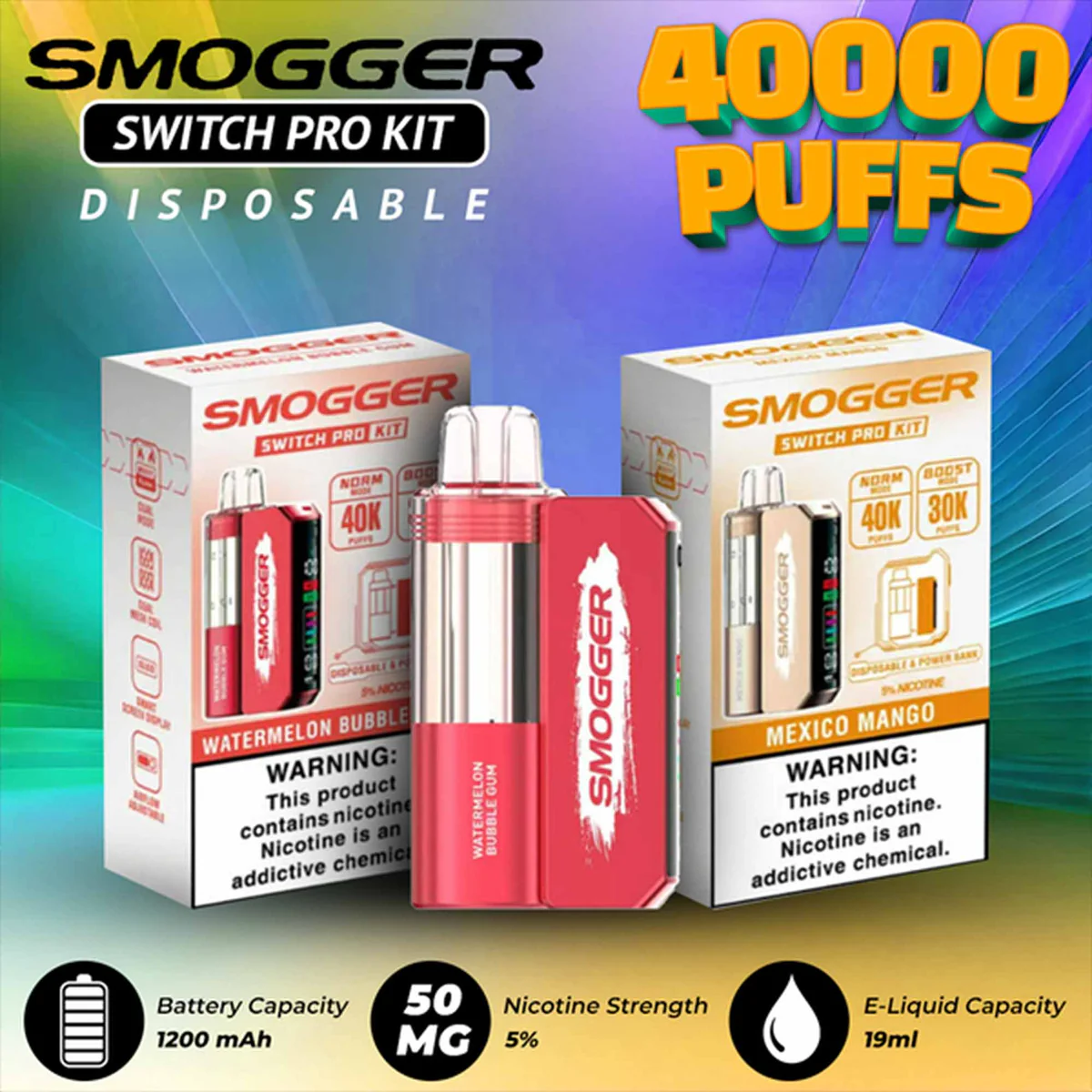 SMOGGER SWITCH PRO KIT 40000 PUFFS NICOTINE DISPOSABLE