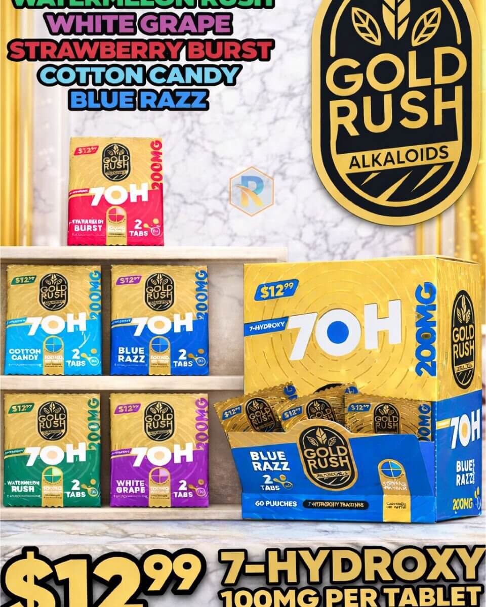GOLD RUSH 7 OH 40 POUCHES 100MG EACH