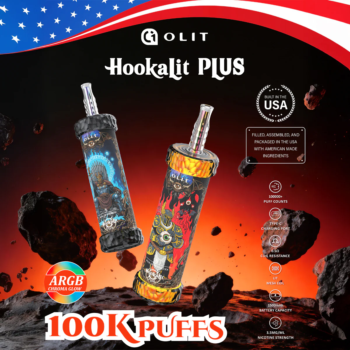 OLIT HOOKALIT PLUS 100K PUFFS DISPOSABLE USA VERSION