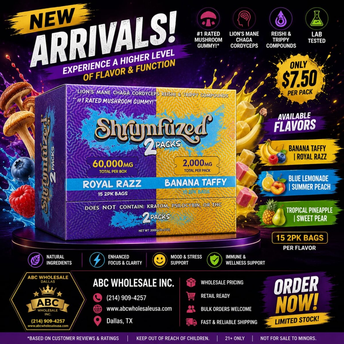 SHRUMFUZED 6000MG DUAL FLAVOR GUMMIES 1000MG/PC 2CT/PK