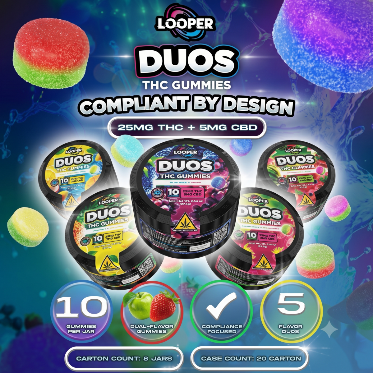 LOOPER DUOS D9+CBD GUMMIES 25MG